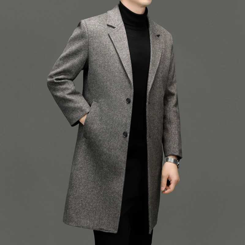 Smart Sophistication Men Elegant Wool Blend Coat Winter Autumn Essential Collection Men Business Casual Cashmere Overciat OOTDT251025
