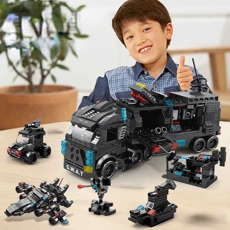 Compatible with 585Pcs CiTY Police Station SWAT Truck Car Building Blocks DIY Toys for Boys Kids Gifts C251023