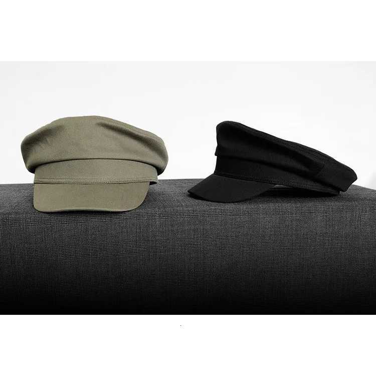 2025 Mens Nautical Peaked C Vintage Flat Top Beret Military Style Breathable Cotton Summer Boating Hat Anchor Pah Y251025