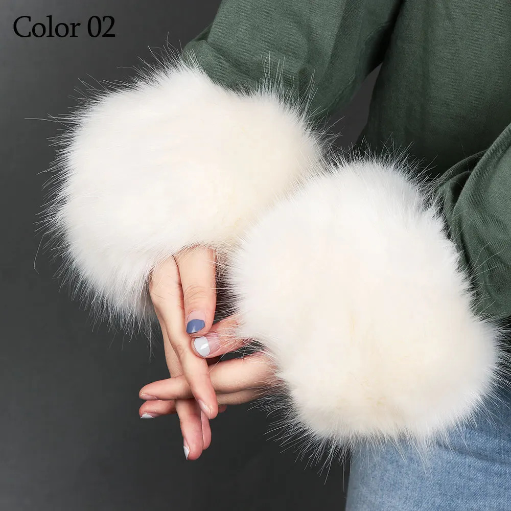 1 Pair of Plush Cuff Faux Fox Fur Cuff Multicolor Windproof Oversleeve Wrist Winter Soft Warmer Wristband Apparel Accessories 251023