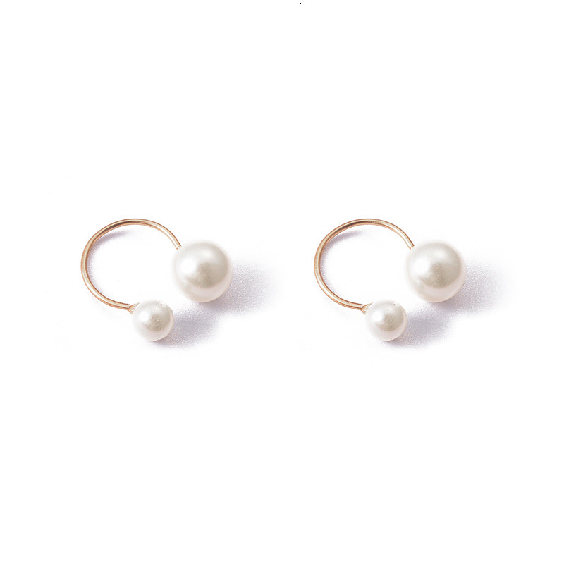 0656 Korean Hand Jewelry Elegant Lady Style U-Shaped Adjustable Open Ring with Large and Small Pearls