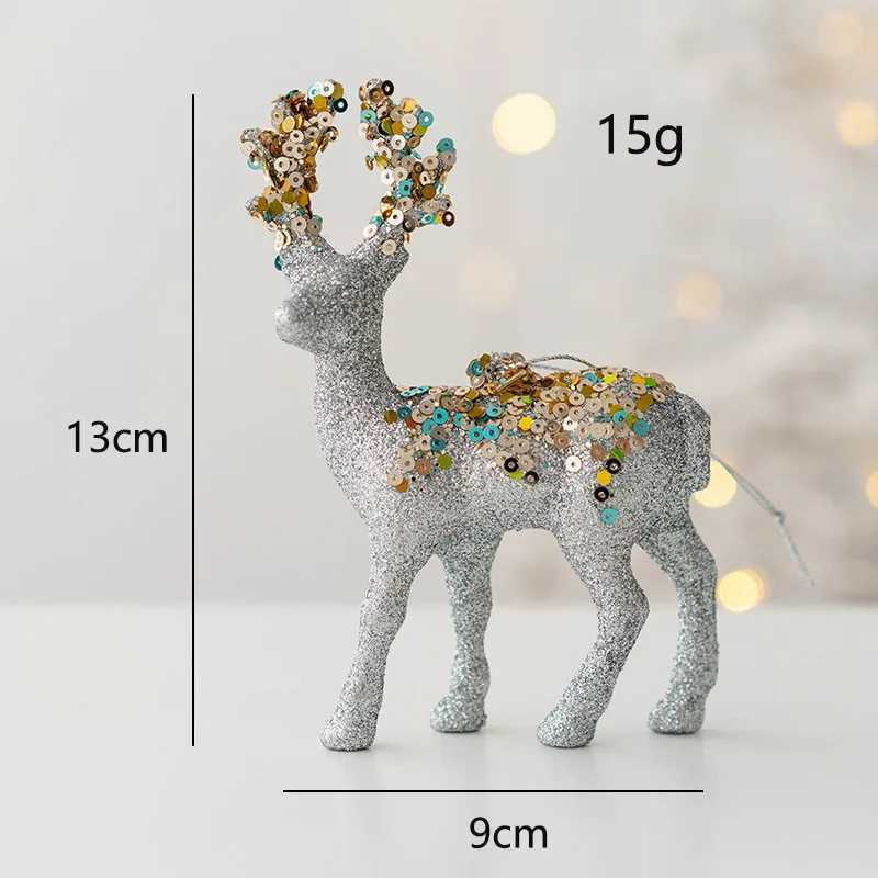 Christmas Elk Pendants Xmas Tree Hanging Ornaments Christmas Decor Sparkling Powder Velvet Deer Happy New Year Ornament Decor C251024