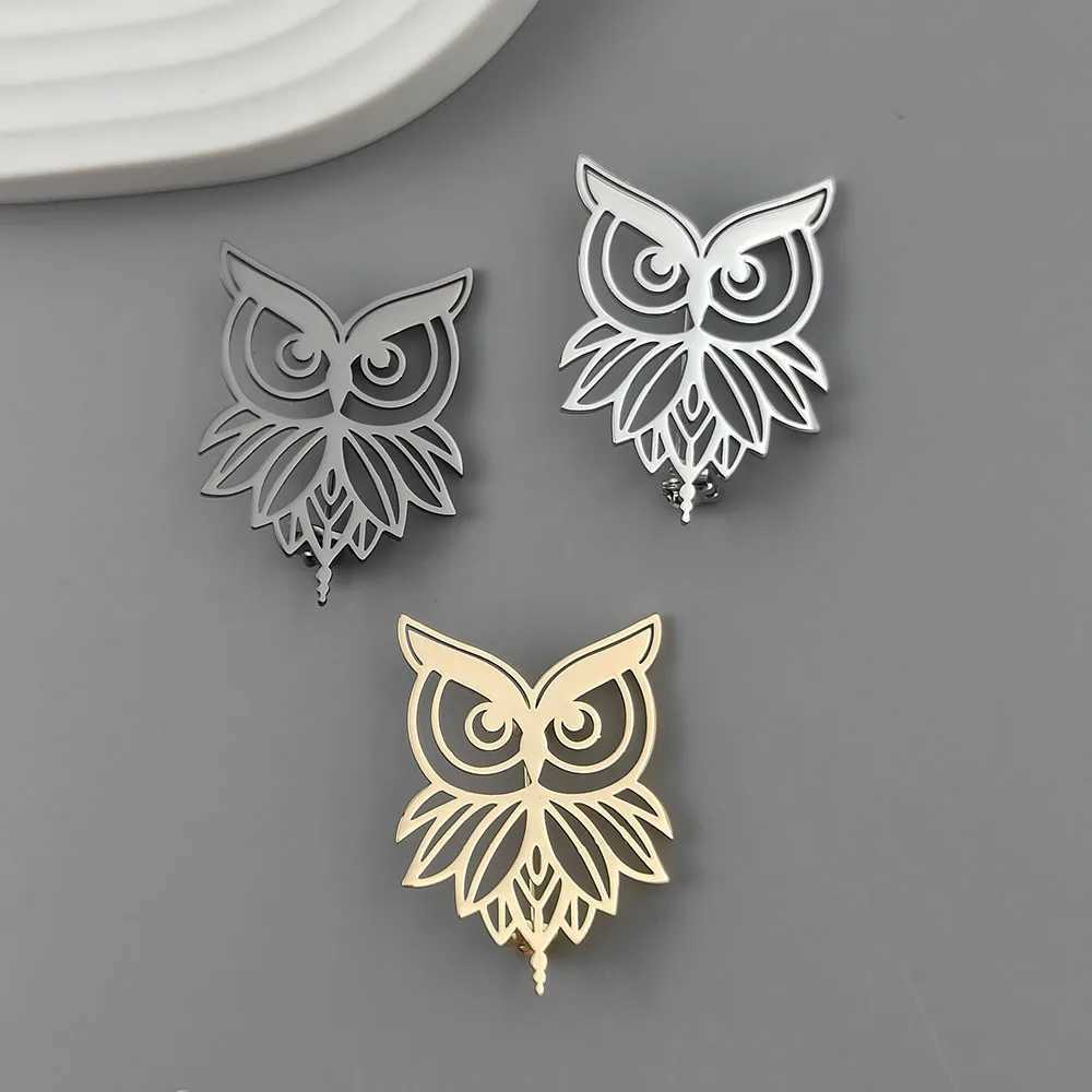 Fashion punk style hollow owl stainless steel goldplated 18K brooch black suit accessories wedding matching set J251115