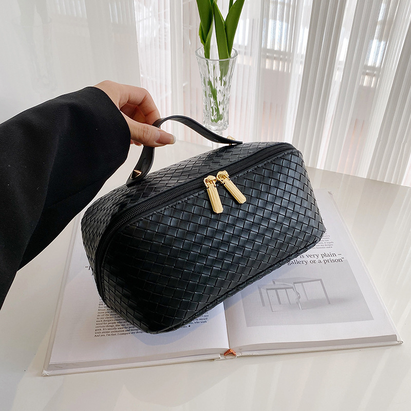 Luxury Brand Designer Bag Cosmetic Bag Solid Color Woven Diamond Wash Bag Large Capacity Travel Spill-Proof Storage Bag Waterproof