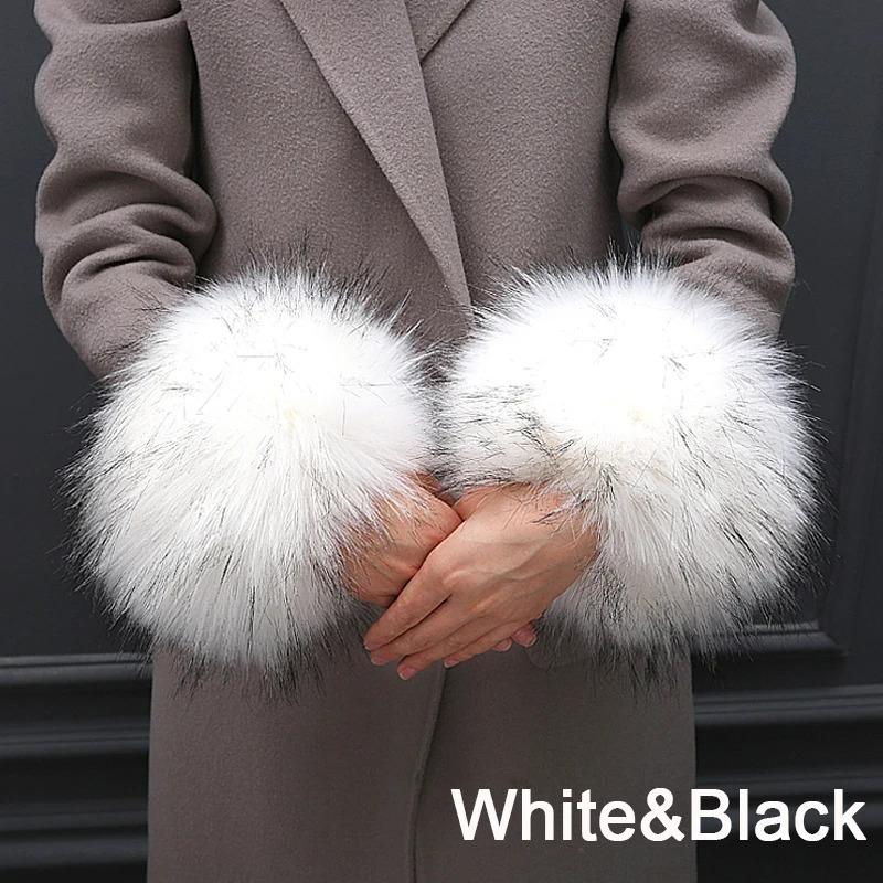 Faux Fur Cuffs Winter Wrist Arm Warmer For Women Thick Plush Oversleeve Windproof Cuffs Wristband Fake Sleeves Fluffy Gloves 251023