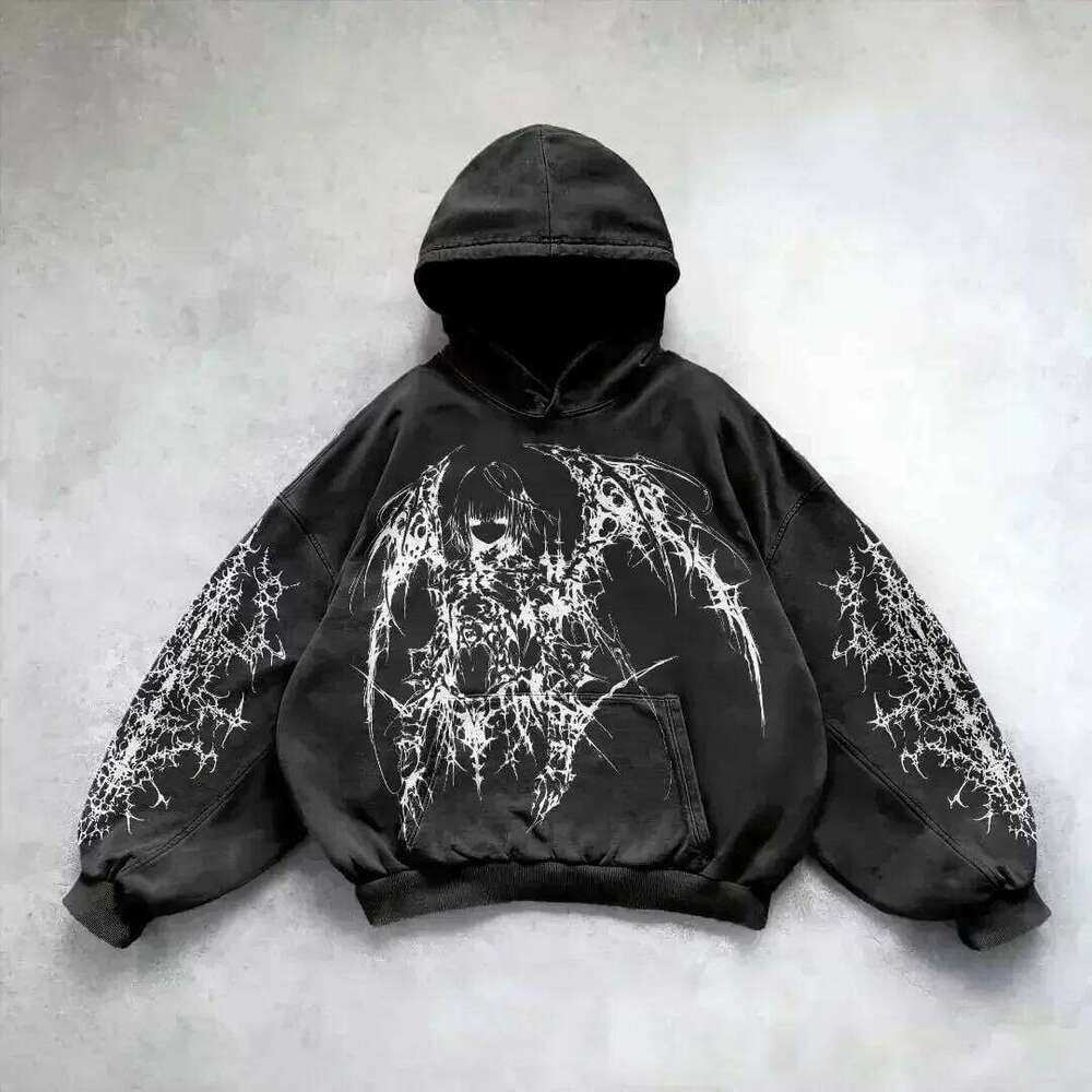 American Y2k New Hip Hop Trend Retro Women Street Casual Loose Joker Vintage Sweatshirt Unisex Fleece Padded Warm Hoodie