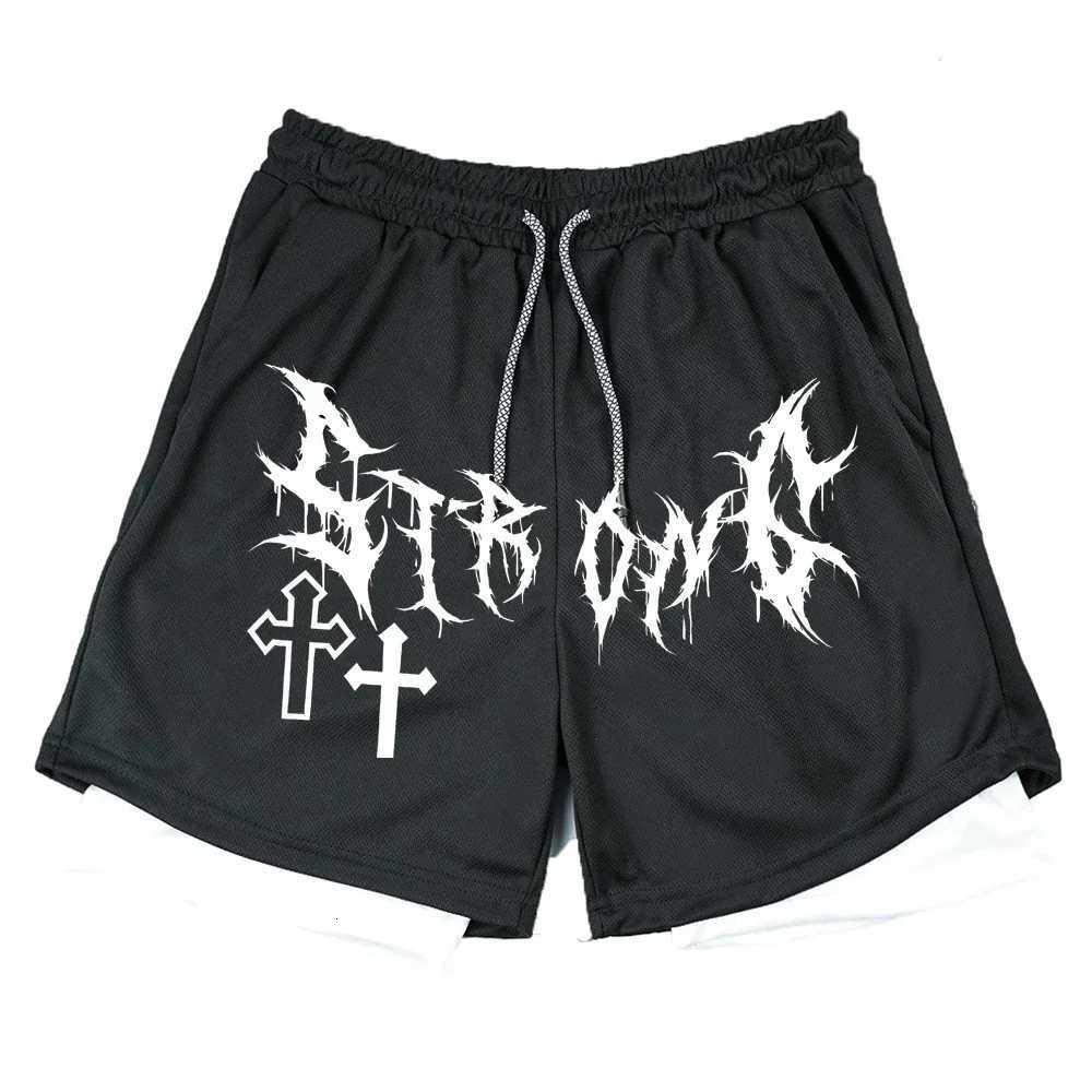 Summer Gothic Print Mens Shorts Jogger Sports Fitness Training Short Pants 2In1 Double Layer Quick Dry Running Beach ShortsXJ251025
