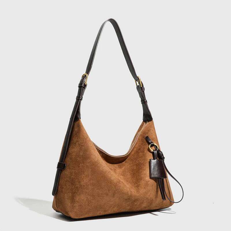 Faux Suede Shoulder Large Capacity Solid Color Underarm Bag Simple Casual Commuter Handbag Designer Purses 251025