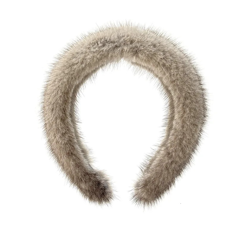 Winter Real Mink Fur Headband For Women Hair Accessories Solid Head Wraps Warm Furry Gift 251020