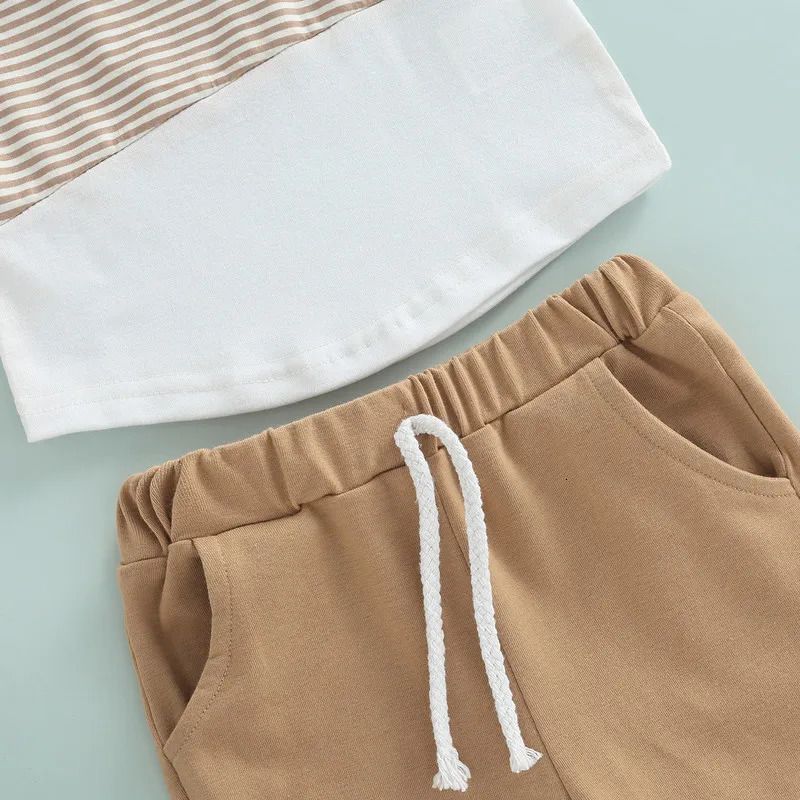 W586 Children Baby Boys Clothes Short Sets Summer 2PCS Short Sleeve Patchwork Tees Shorts Toddler Outfit 3 Months to 7 Years