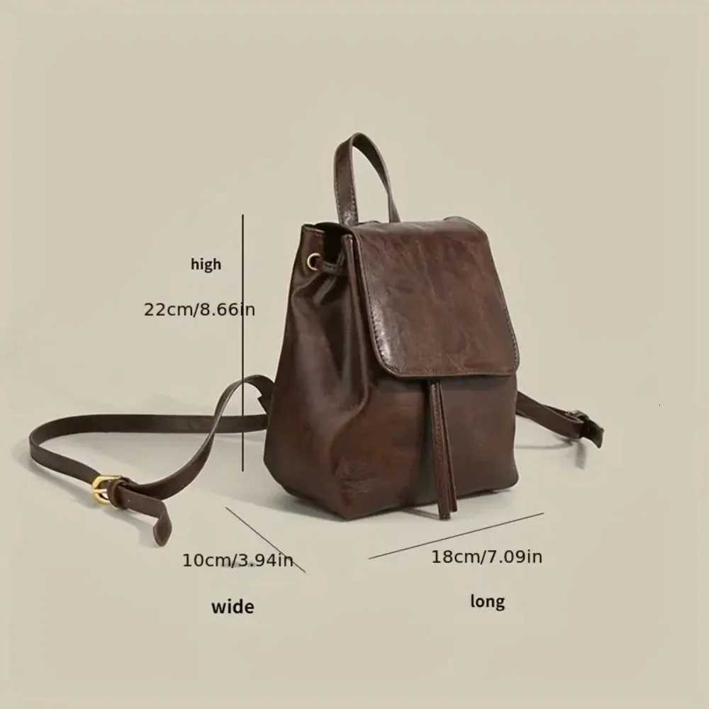 2025 Now Small Drawstring Flap Backpack Women Mini PU Leather Textured School Backpack Fashion Travel Commuter Bag Girl Bakpacks W251025