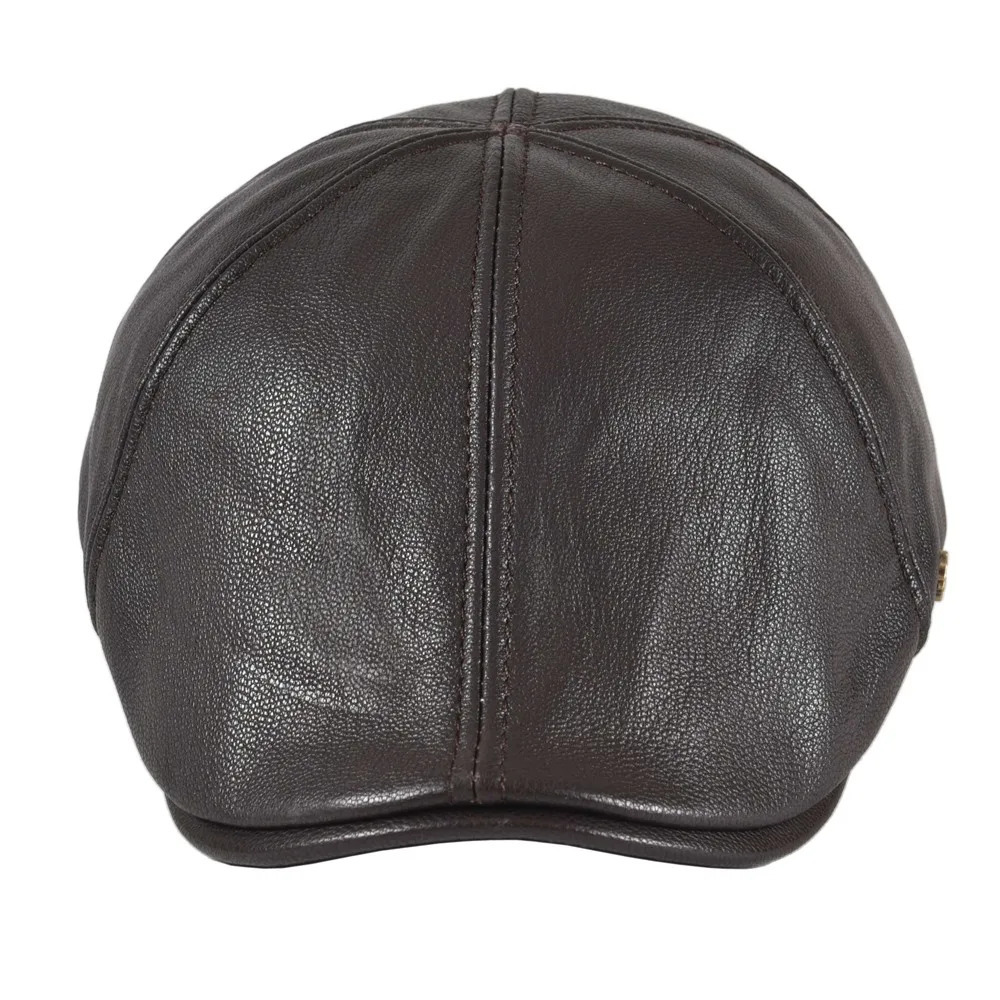 VOBOOM Genuine Leather Flat Cap Men Fall Winter Cabbies sboy Hat Coffee Brown Ivy Caps Soft Smooth Textured Hats 251021