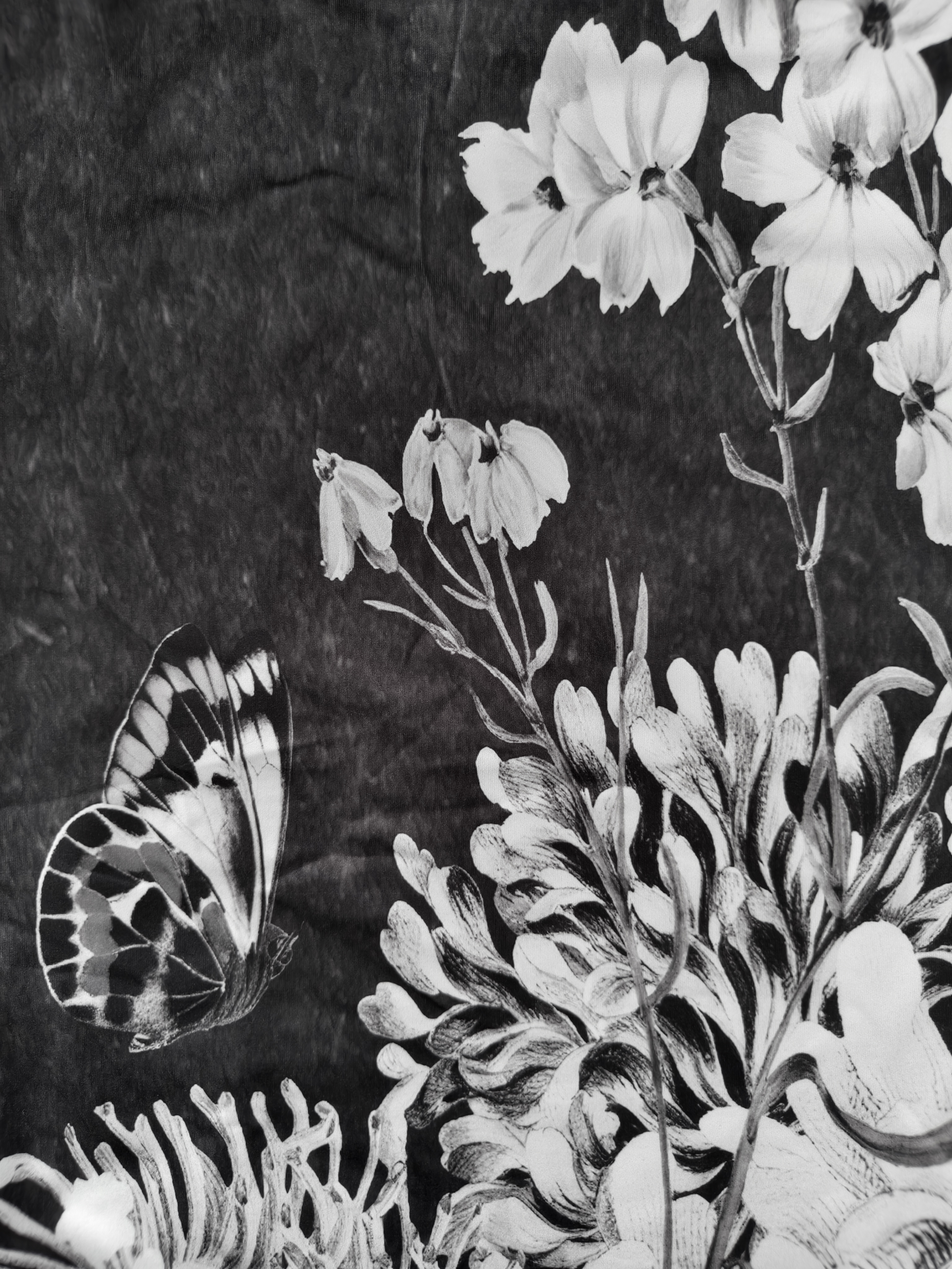 Autumn Winter New Women's Fashion Office Mom Style Floral Printed Long Sleeve Midi Dress, Milk Silk Black Gray Dress, S-XXL--CF56281