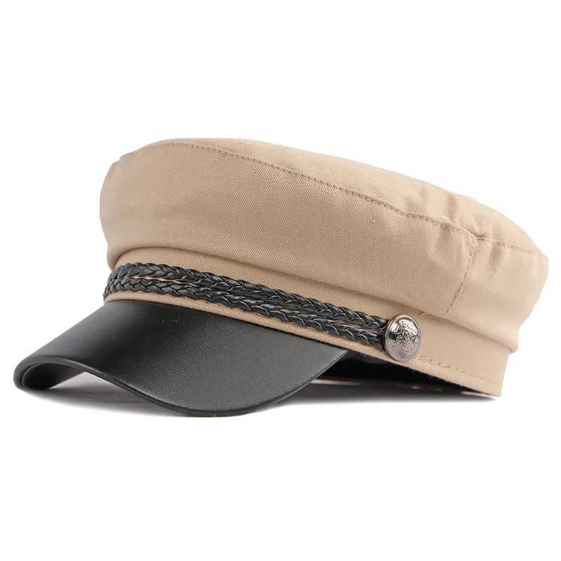 Hot S Fashion Wen Men Cotton Linen Solid Color Baker Boy C Beret Cs with Rope Metal Button Y251025