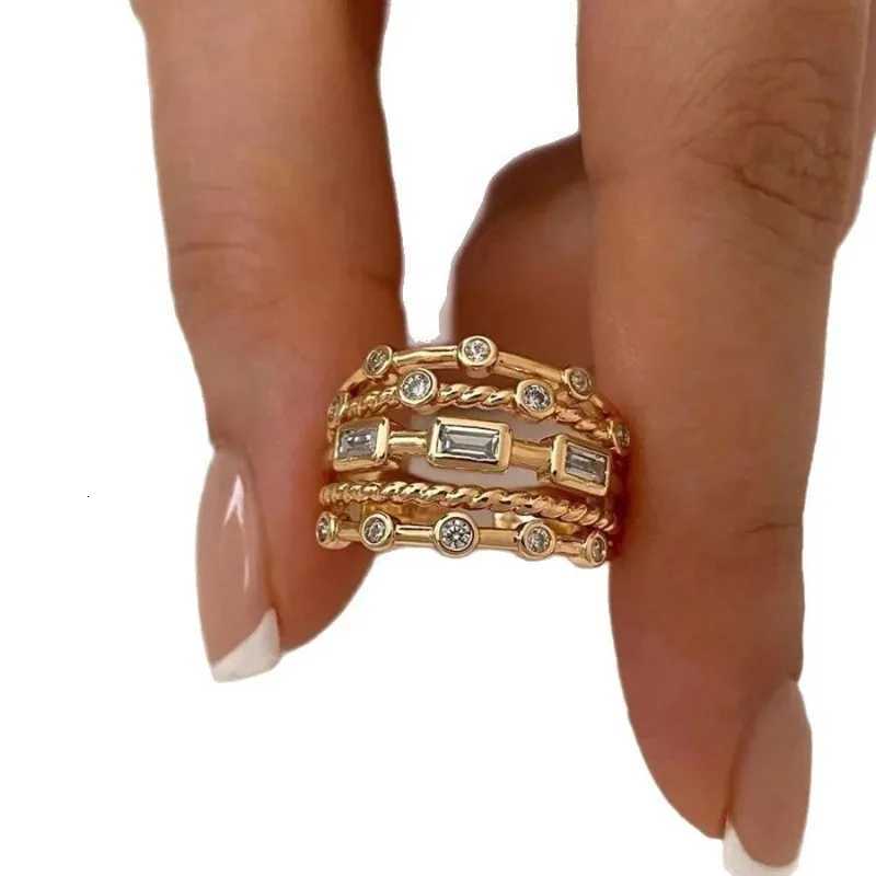 2025 New Stainless Steel 18 K Gold Plated Sun Rings for Women Natural Stone Inlaid in Hollow Metal Texture Ring Trendy JewelryXJ251025