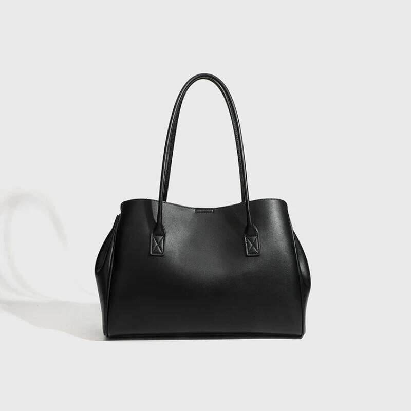 New PU Leather Black Motorcycle Style Tote Bag Women's Large Capacity Crossbody Purse For Commuters Underarm Shoulder Handbag 251025