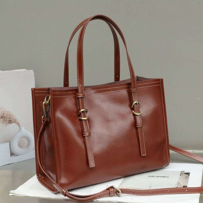 New Women Large Genuine Leather Tote Bags Multifunctional Versatile Ladies Fashion Shoulder Crossbody Designer Handbags 1025