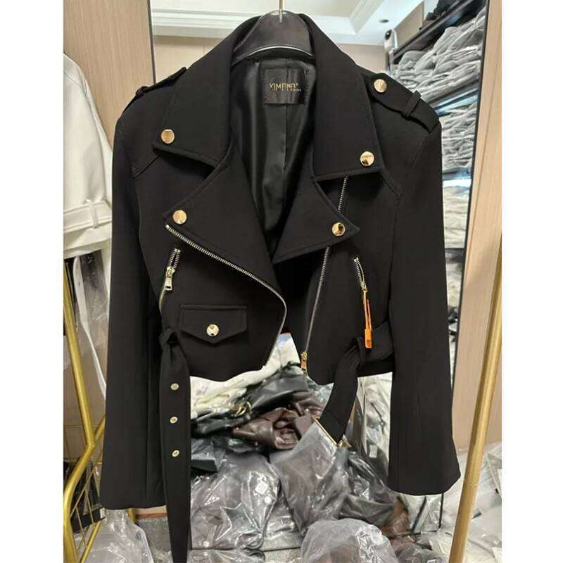 Korean Ladies Fashion Short Jacket Design Sense Niche Feminine Long Sleeves Locomotive Coat Spring Autumn Women Patchwork Outwea