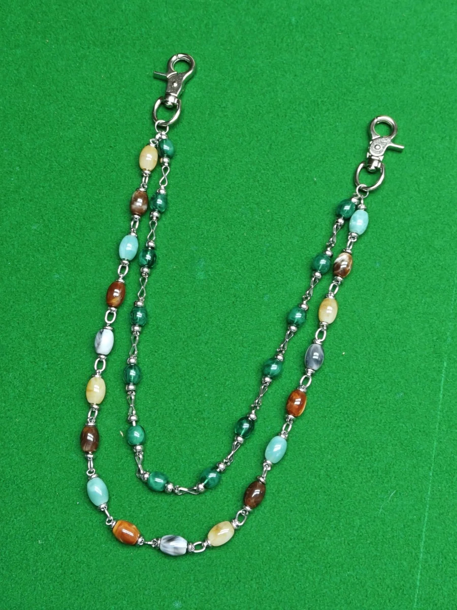 Colored Agate Lmitation Jade And Gemstone Multicolored Pants Chain Bohemian Style Fashionable Men And Women Accessories 251023
