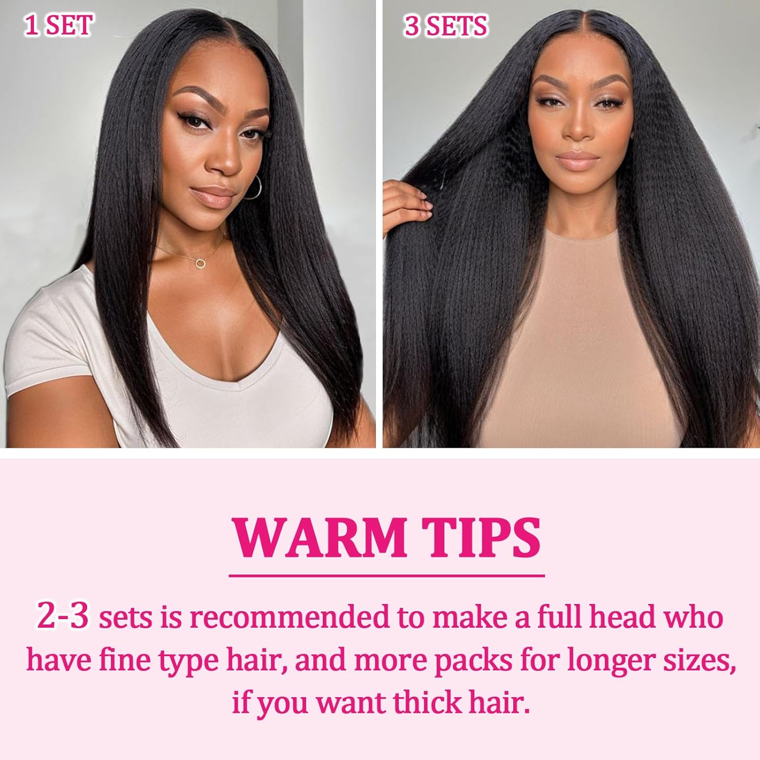Kinky Straight Clip Ins Human Hair Double Weft 8-30 Inch 90-150g 8pcs Natural Black Real Hair