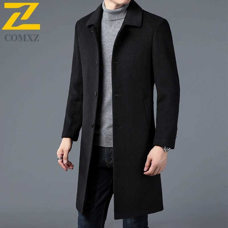 Male Woolen Coat 2025 Winter New Fashion Classic Lapel Windproof Overcoat Business Casual Premium Anti Pilling TrenchCoatT251025
