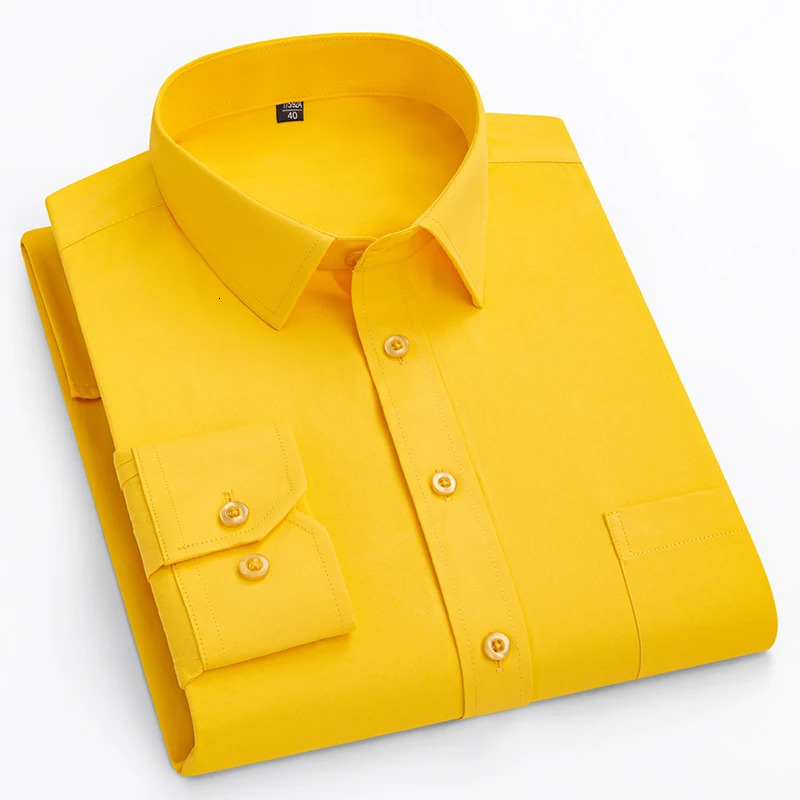 double collor Full shirts for men plus size slim fit formal plain shirt over size office clothes solid longsleeve business tops 251023