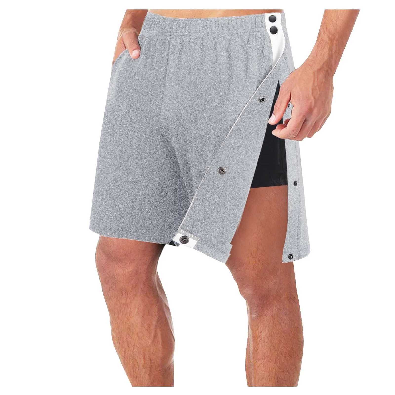 Man Loose Straight Side Buckle Split Elastic Waist Shorts With Pocket New Fashion Trendy Casual Sport Training Five Length PantsXJ251025