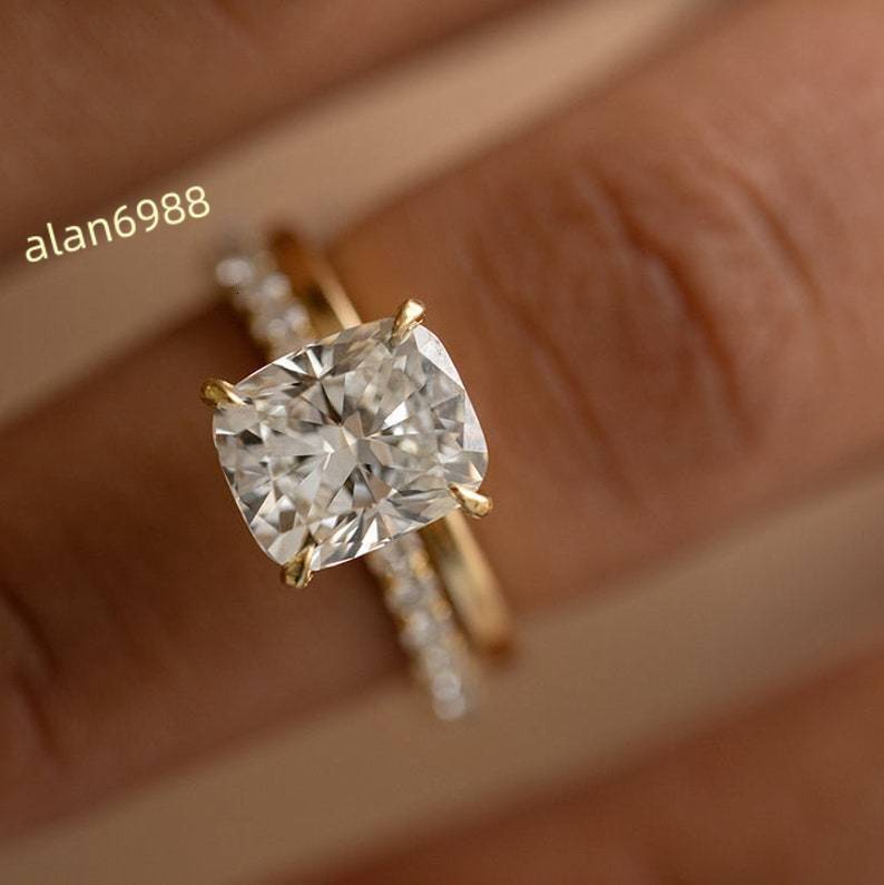 1000 X 800 Colorless Elongated Cushion Cut Moissanite Bridal Set 18K Fine Jewelry Engagement Rings Wedding 14K Metal 10K