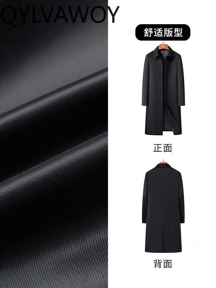 QYLVAWOY Spring Autumn Mens Wool Cashmere Coat MidLong KneeLength Trench MiddleAged Warm Stylish HighEnd Outerwear LJ2752T251025