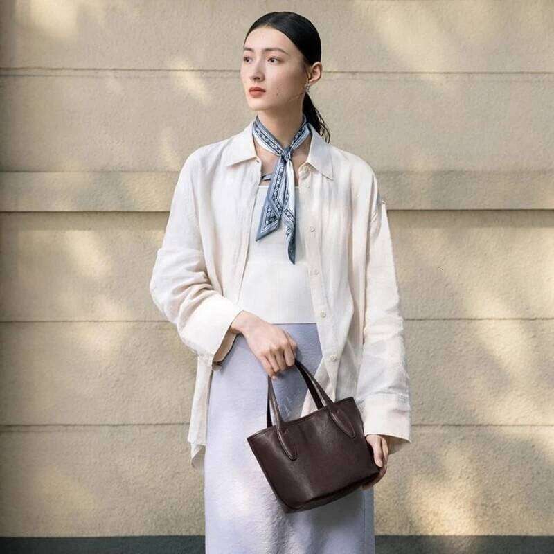 Women Large Capacity Commuter Vegetable Bucket Handbag Genuine Leather Tote Designer Female Shoulder Bags 251025