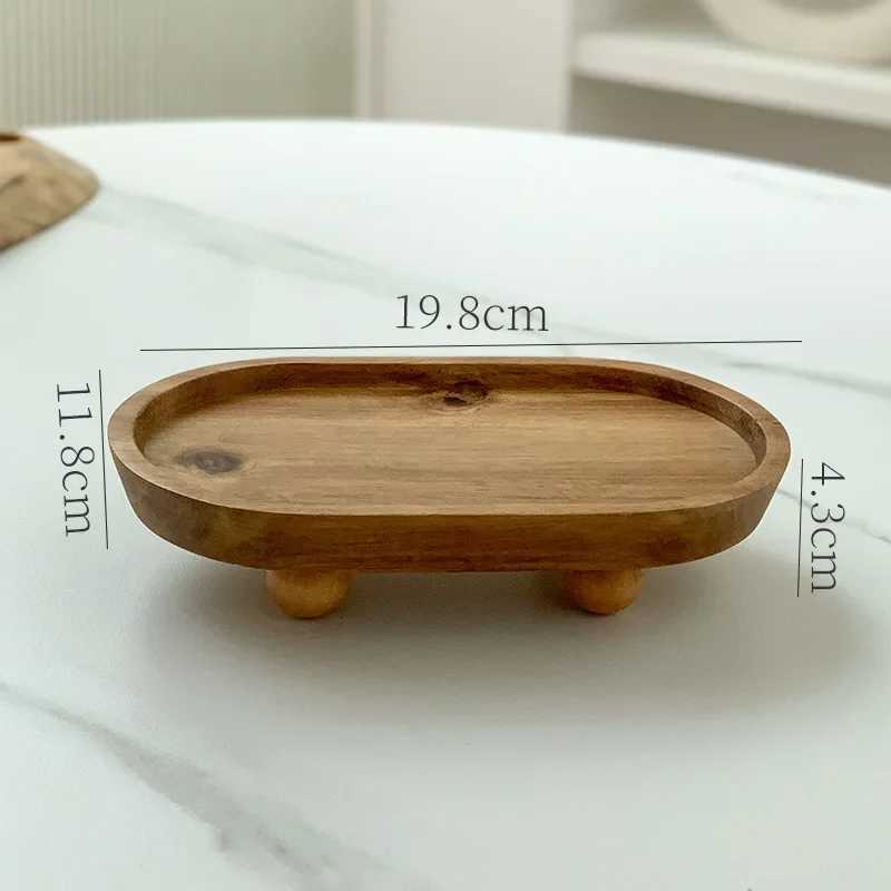 He Elegant Wooden Tray Convenient Pedestal Stand Plate Mtifunctional Key Jewelry Storage Food Dessert Display Trays Decor Y251025