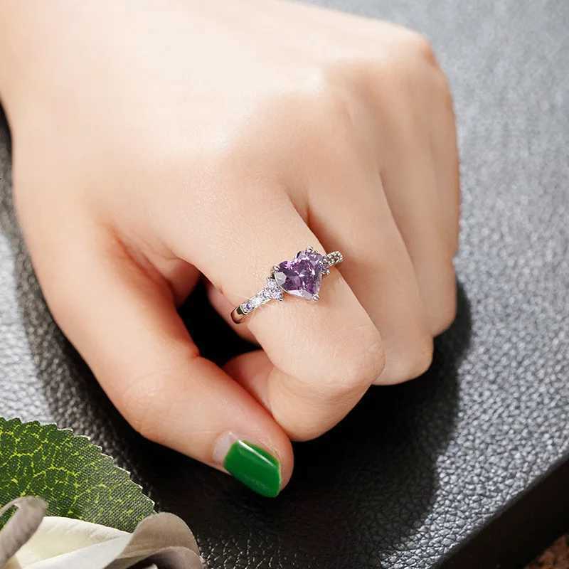 925 Sterling Silver Purple Love Rings New Fashion Jewelry for Women Wedding Engagement Party Temperament Female Accessories GiftXJ251025