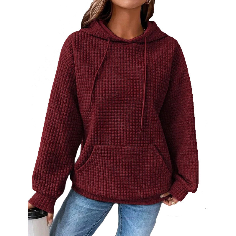 2025 Loose Pullover Long Sleeve Sweatshirt for Women with Drawstring, Drop Shoulder, Kangaroo Pocket Hoodie