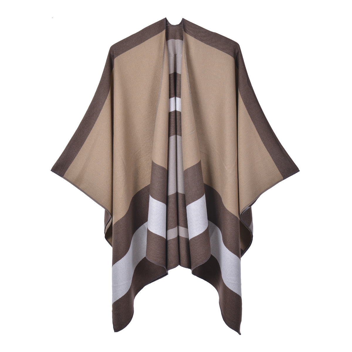 New DoubleSided Scarf Shawl Fashion Striped Cape Womens Outerwear Warm Cardigan