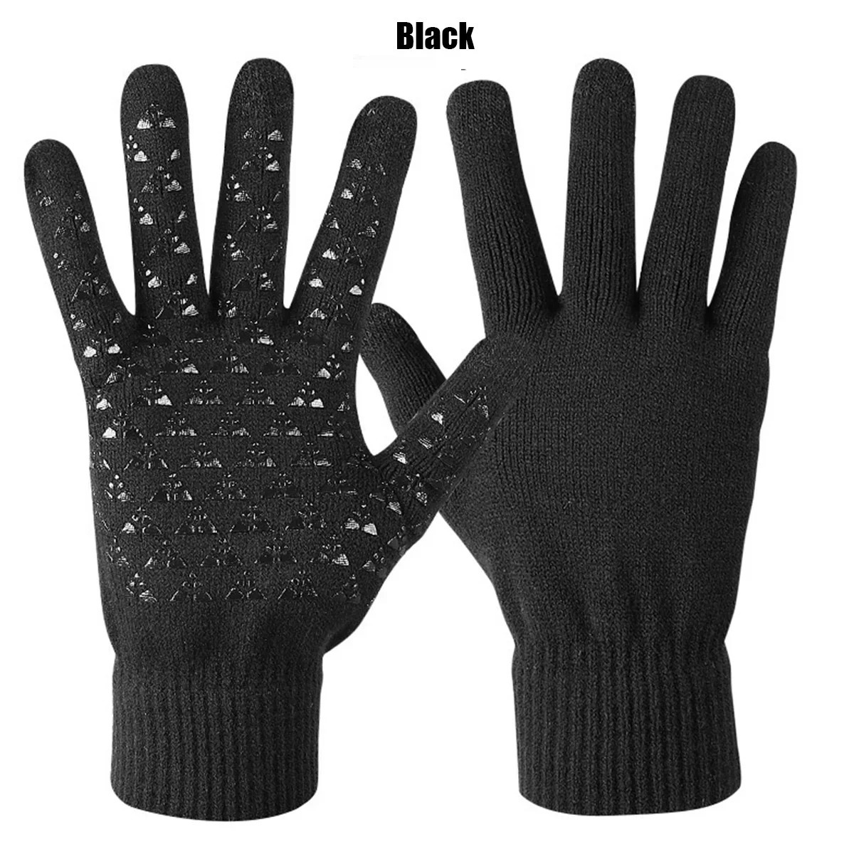 Thickened Velvet 3 Finger Touch Screen Gloves For Women and Men Silicone Palm For Anti Slip Winter Knitted Warm Cotton Gloves 251021