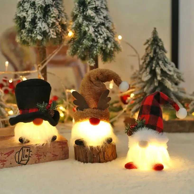 1 Pcs Christmas LED Doll Pendant Christmas Tree Ornaments Santa Plush Doll For Home New Year Xmas Decoration Party Favors C251024