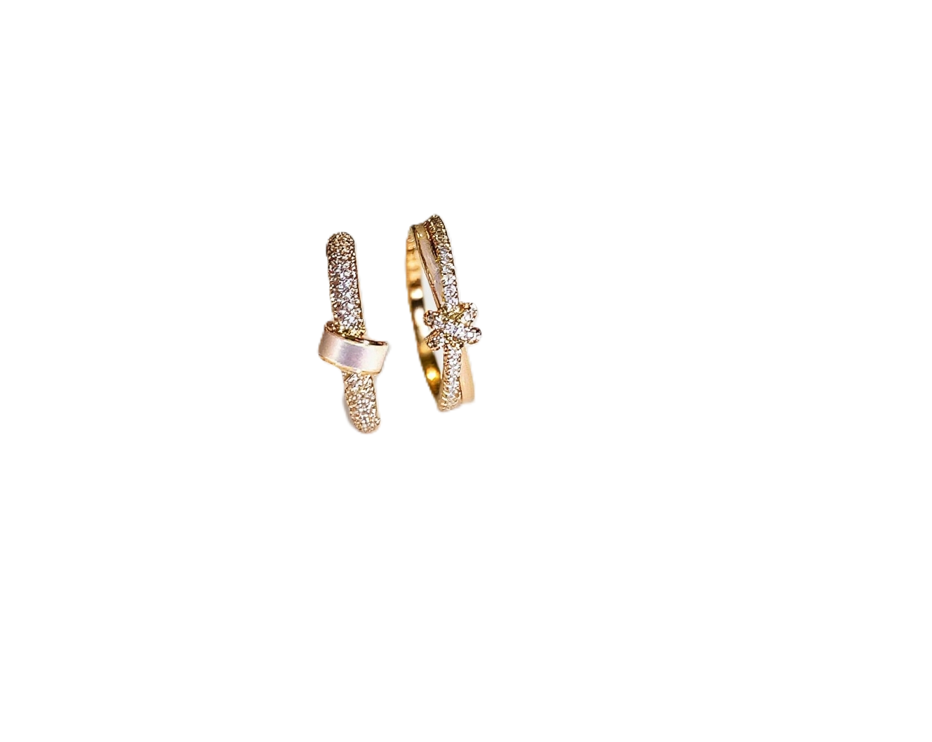 TaiYang New French Elegance Mother of Pearl Ring, Micro-Pave Zirconia Adjustable Open Band with Pearl Luster