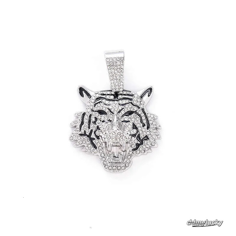 Men's Hip-Hop Tiger Pendant Necklace: Alloy Cuban Chain With 3D Full Dia Style Ddmylucky