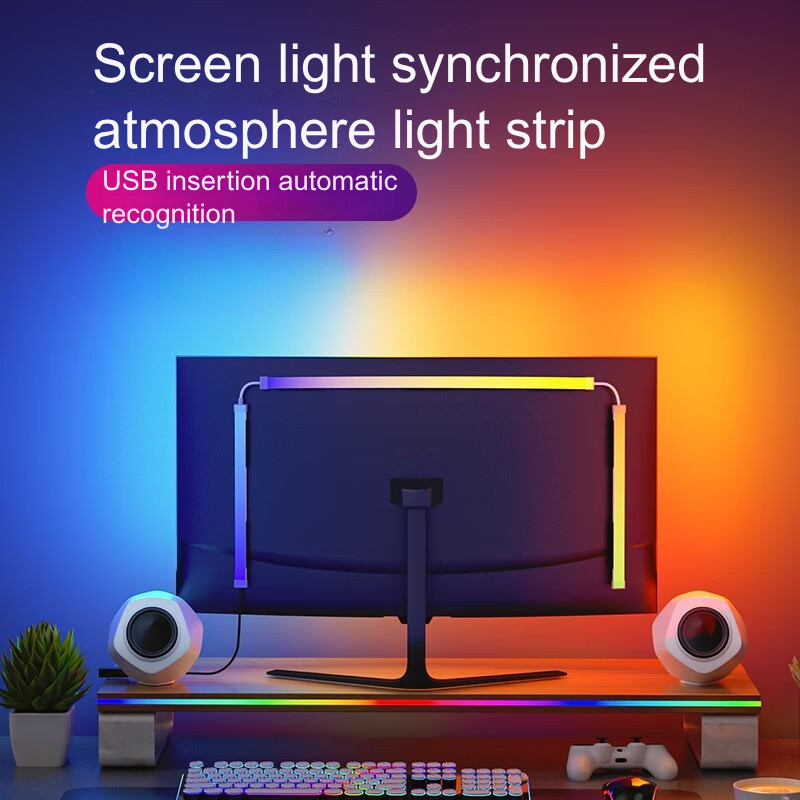 Monitor Sync RGBIC Lighting - 3-Sided/4-Sided LED Strips with 5V USB Compatibility163---TPDD