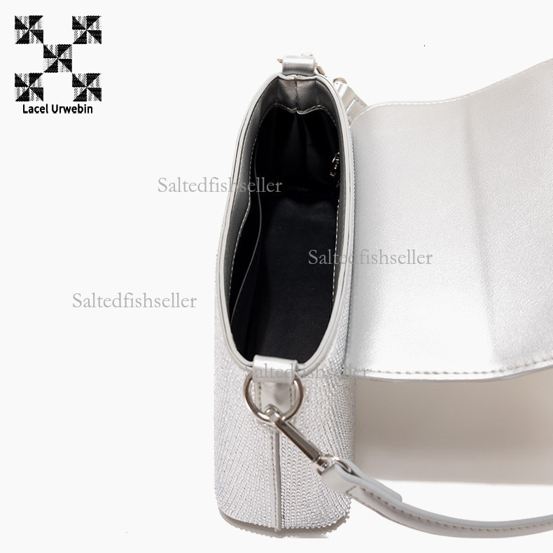 Lacel Urwebin Designer Luxury Water Diamond Underarm Shoulder Bag Urban Simple And Versatile Shoulder Strap Bag Fashion Trendy Brand Banquet Bag