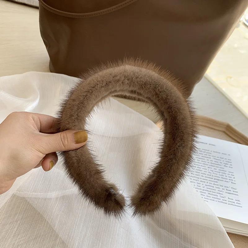 Winter Real Mink Fur Headband For Women Hair Accessories Solid Head Wraps Warm Furry Gift 251020
