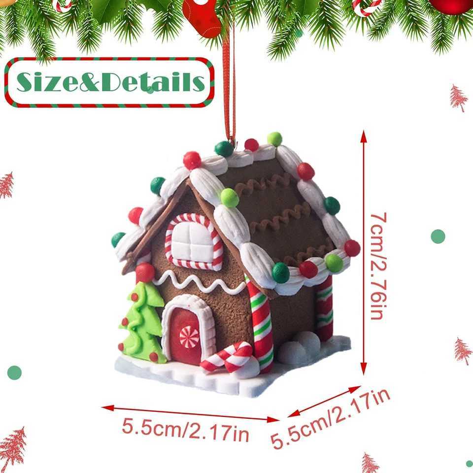5pcs House Ornaments Holiday Christmas Tree Ornament Set Gingerbread Christmas Decor with Rope Gingerbread House Decor C251024