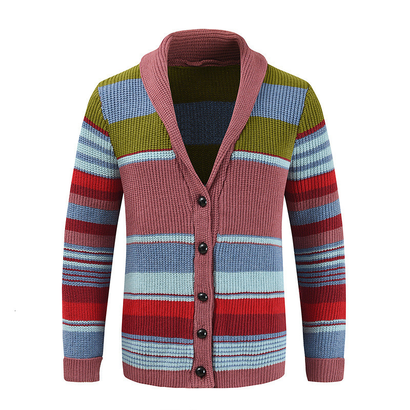 Mens Knitted Rainbow Sweater Mens Color Block Knitted Cardigan Rainbow Sweater Outerwear 230923