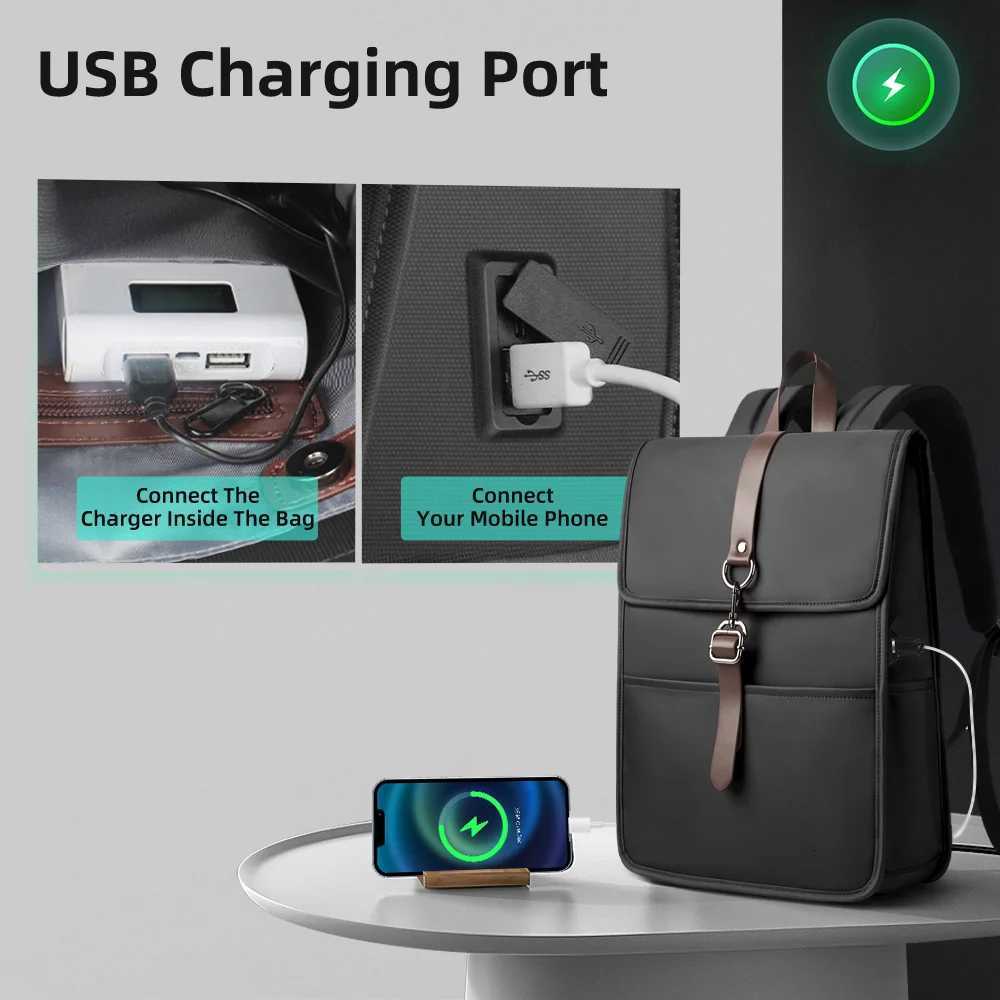 HK Classic Business Backpack For Men Casual 156 Inch Laptop Bag With USB Waterproof College School Bags Work Office Rucksacks W251025