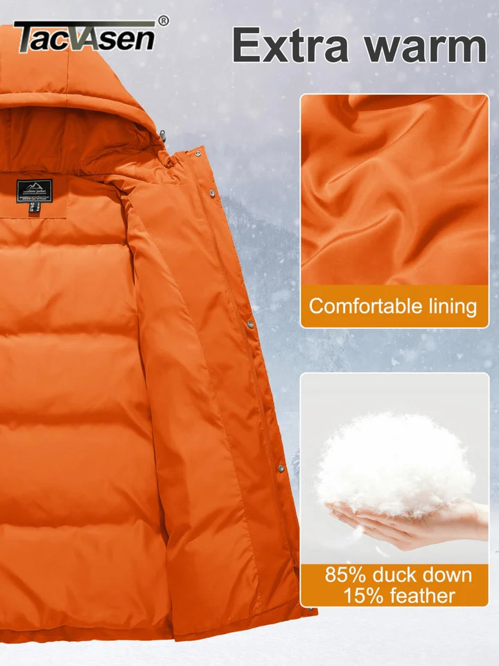 TACVASEN Winter Quilted Duck Feather Down Jackets Womens Padded Puffer Warm Hooded Long Coats Thermal Waterproof Thick Outerwear 251020