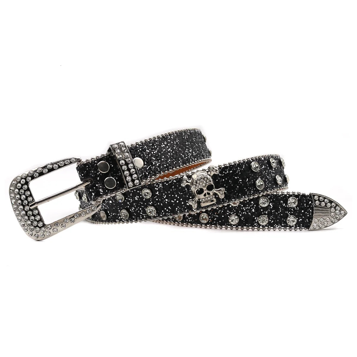 Womens Sequin Punk Metal Buckle Belt Y2k Bling Skull Rhinestone Belt Fashion Waistband Jeans Pants Decor Belt 251024