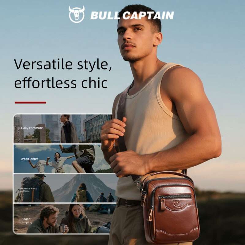 Captain Cow Goods Top Layer Cowhide Single Shoulder Crossbody Genuine Leather Men S Inch High End Multifunctional Bag High Quality designer