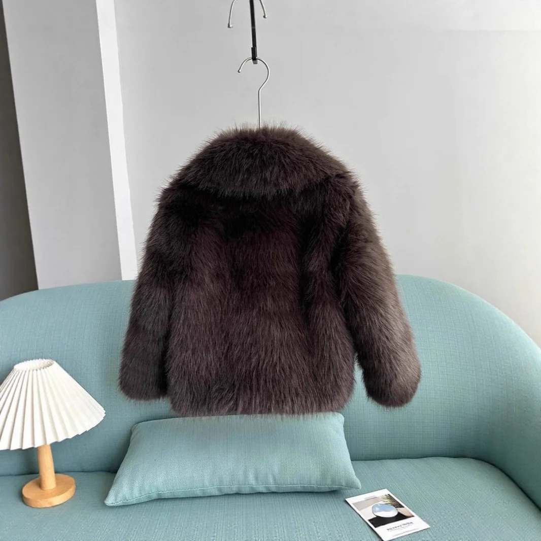 Girls Fox Fur Coat Little Girl Middle and Older Childrens Coat Thickened Childrens Autumn and Winter Clothes 251023