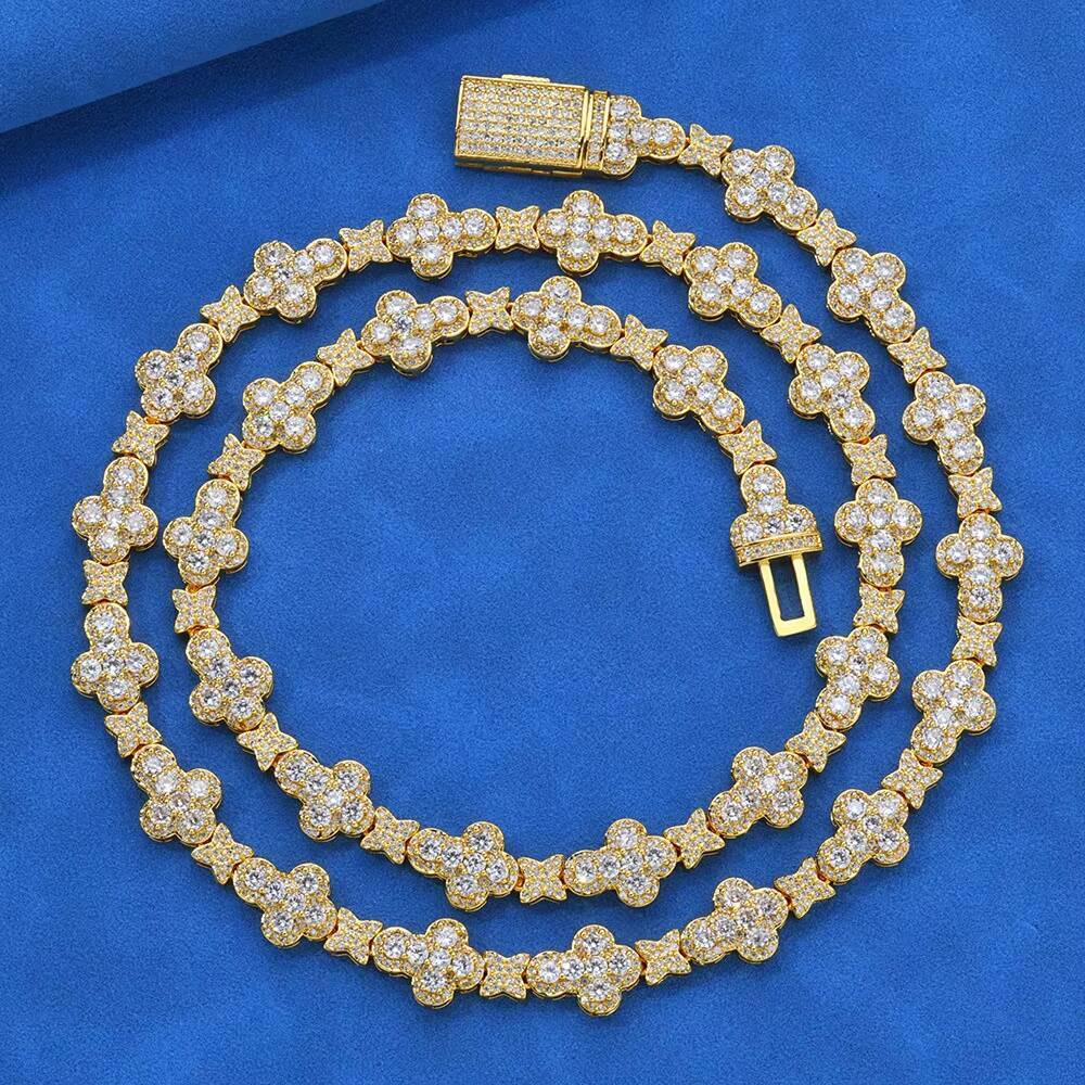 Hip Hop 10mm Cross Star S925 Silver Moissanite Necklace High End Clavicle Chain for Women Jewelry