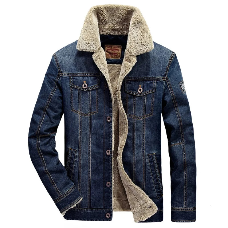 Autumn Winter Mens Padded Jacket Thick Fleece Lapel Coat Multi Pocket Loose Large Size Warm Fur Collar Denim 251017
